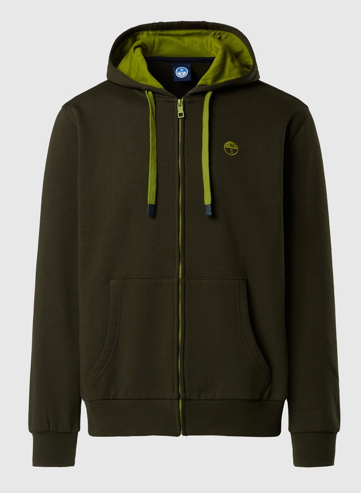 North Sails Felpa manica lunga FULL ZIP Hoodie cappuccio 691085 forest verde 0437