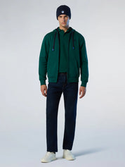 North Sails Felpa manica lunga FULL ZIP Hoodie cappuccio 691085 petrolio 0475