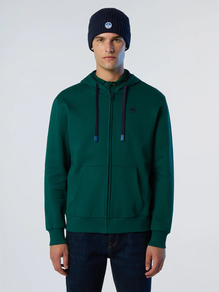 North Sails Felpa manica lunga FULL ZIP Hoodie cappuccio 691085 petrolio 0475