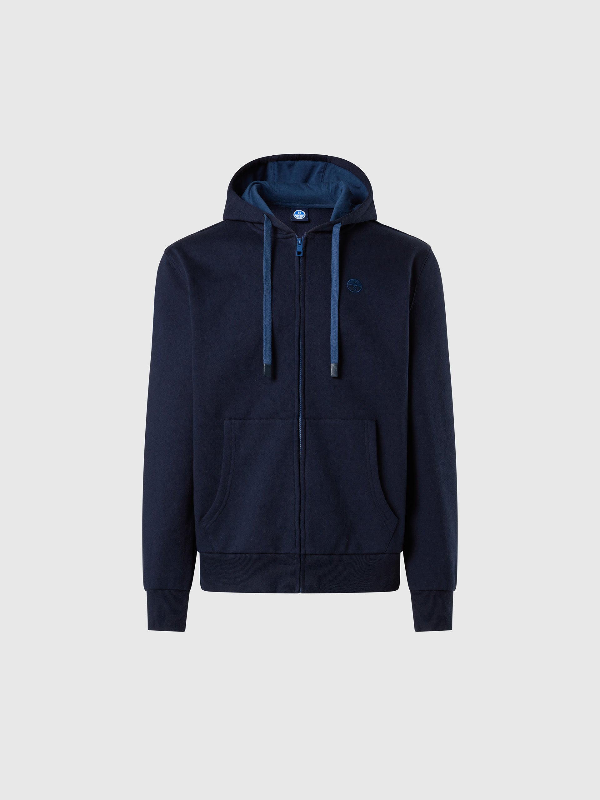North Sails Felpa manica lunga FULL ZIP Hoodie cappuccio 691085 navy blu