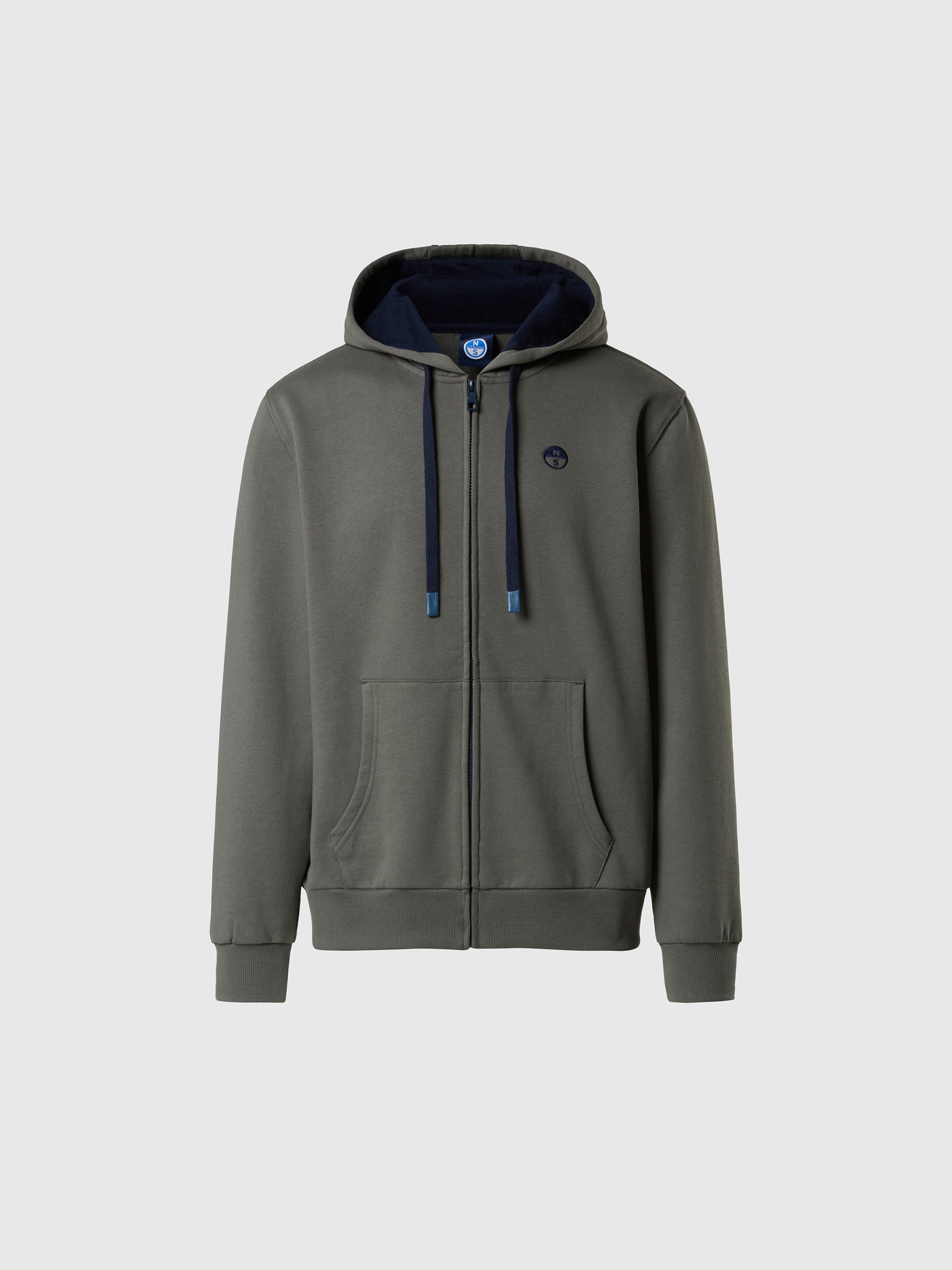 North Sails Felpa manica lunga FULL ZIP Hoodie cappuccio 691085 city grey