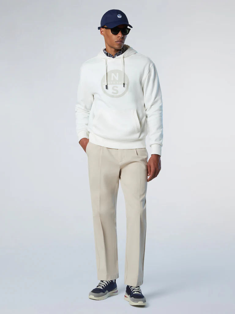 North Sails Felpa manica lunga girocollo Hoodie SWEATSHIRT Big Logo 691094 bianco