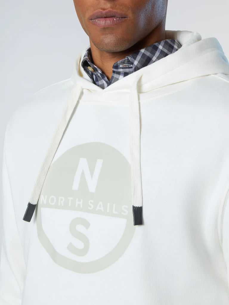 North Sails Felpa manica lunga girocollo Hoodie SWEATSHIRT Big Logo 691094 bianco