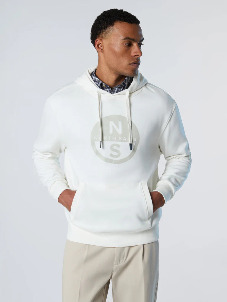 North Sails Felpa manica lunga girocollo Hoodie SWEATSHIRT Big Logo 691094 bianco