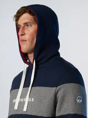 North Sails Felpa manica lunga girocollo cappuccio maxi riga blu navy 691120