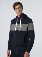 North Sails Felpa manica lunga girocollo cappuccio maxi riga blu navy 691120