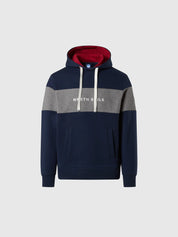 North Sails Felpa manica lunga girocollo cappuccio maxi riga blu navy 691120