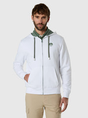 North Sails Felpa manica lunga FULL ZIP Hoodie cappuccio bianco 691234-0101