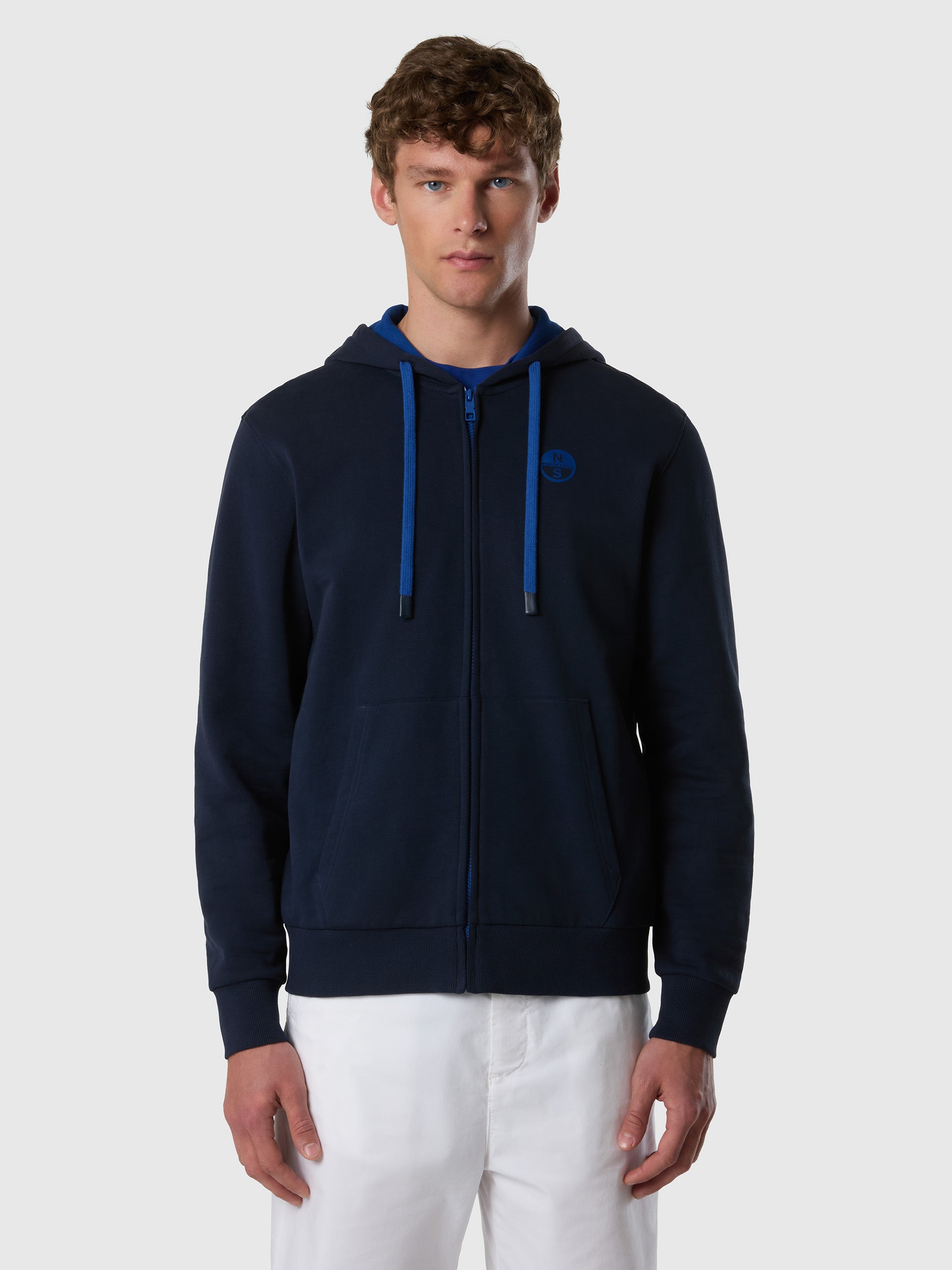 North Sails Felpa manica lunga FULL ZIP Hoodie cappuccio blu navy 691234-0802