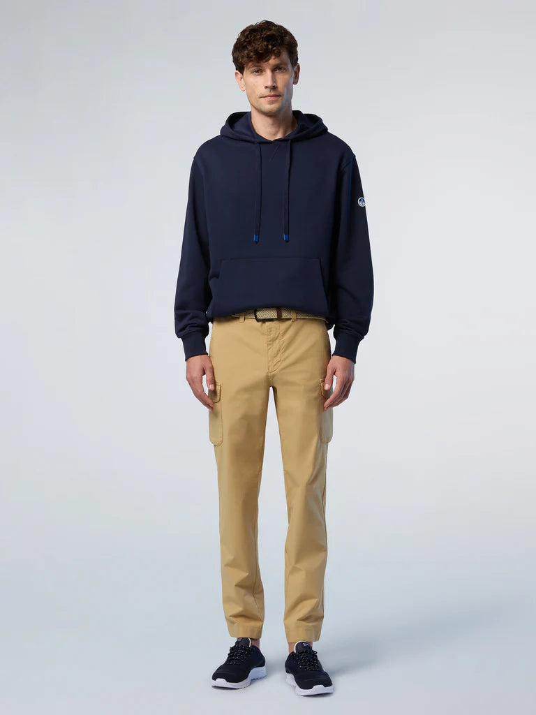 North Sails Felpa manica lunga hoodie con costine laterali blu navy 691262