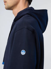 North Sails Felpa manica lunga hoodie con costine laterali blu navy 691262
