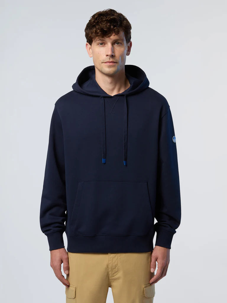 North Sails Felpa manica lunga hoodie con costine laterali blu navy 691262