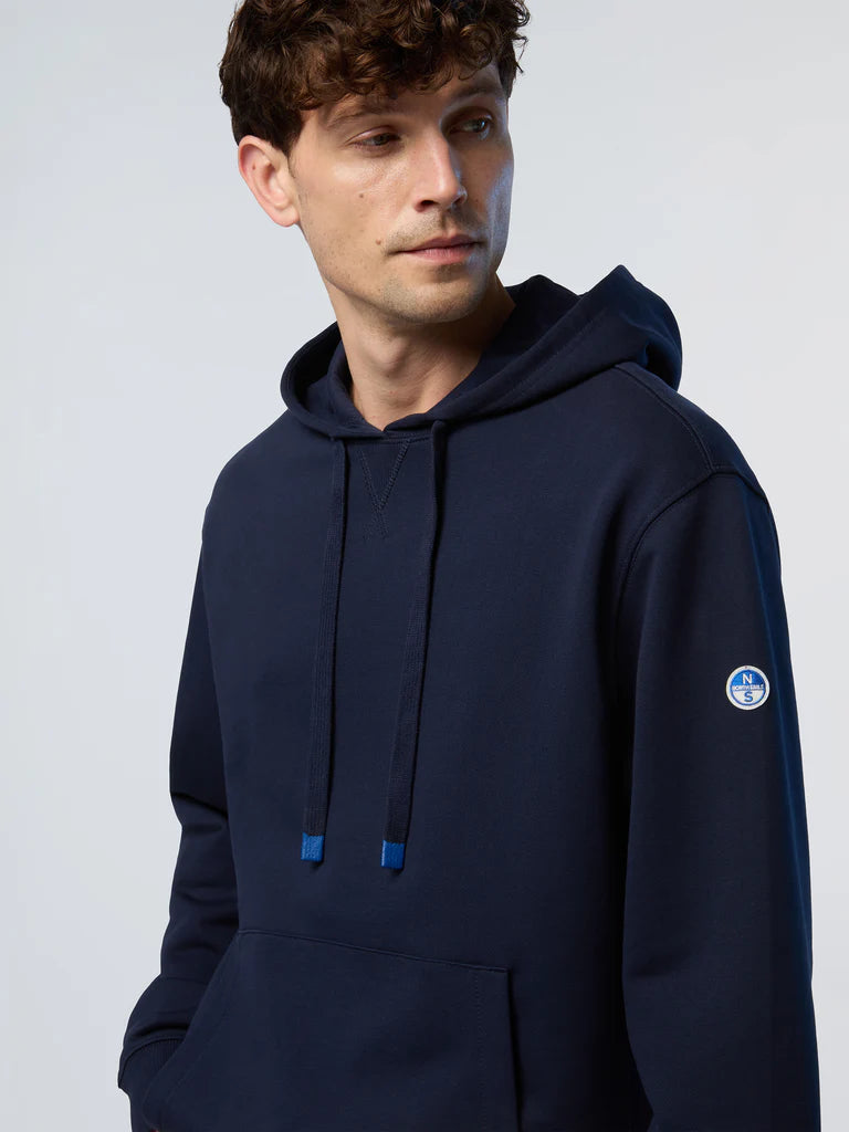 North Sails Felpa manica lunga hoodie con costine laterali blu navy 691262