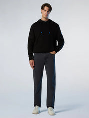 North Sails Felpa manica lunga hoodie con costine laterali 691262 nero