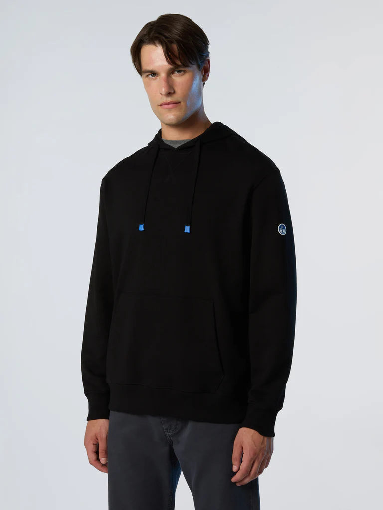 North Sails Felpa manica lunga hoodie con costine laterali 691262 nero