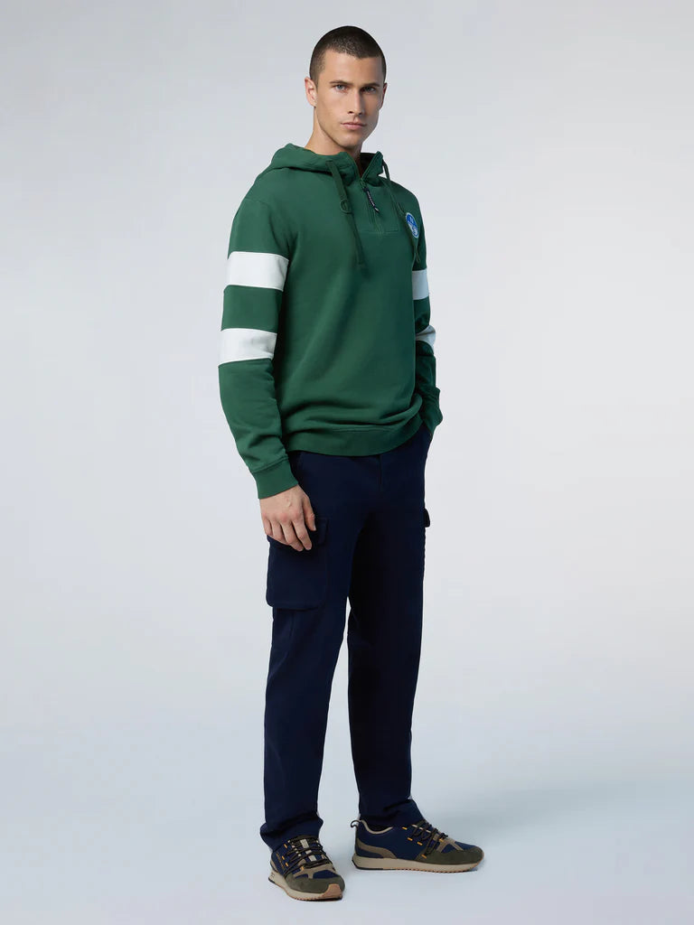 North Sails Felpa manica lunga Hoodie cappuccio full zip 691280 green