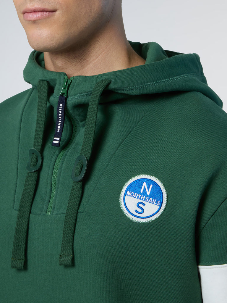 North Sails Felpa manica lunga Hoodie cappuccio full zip 691280 green