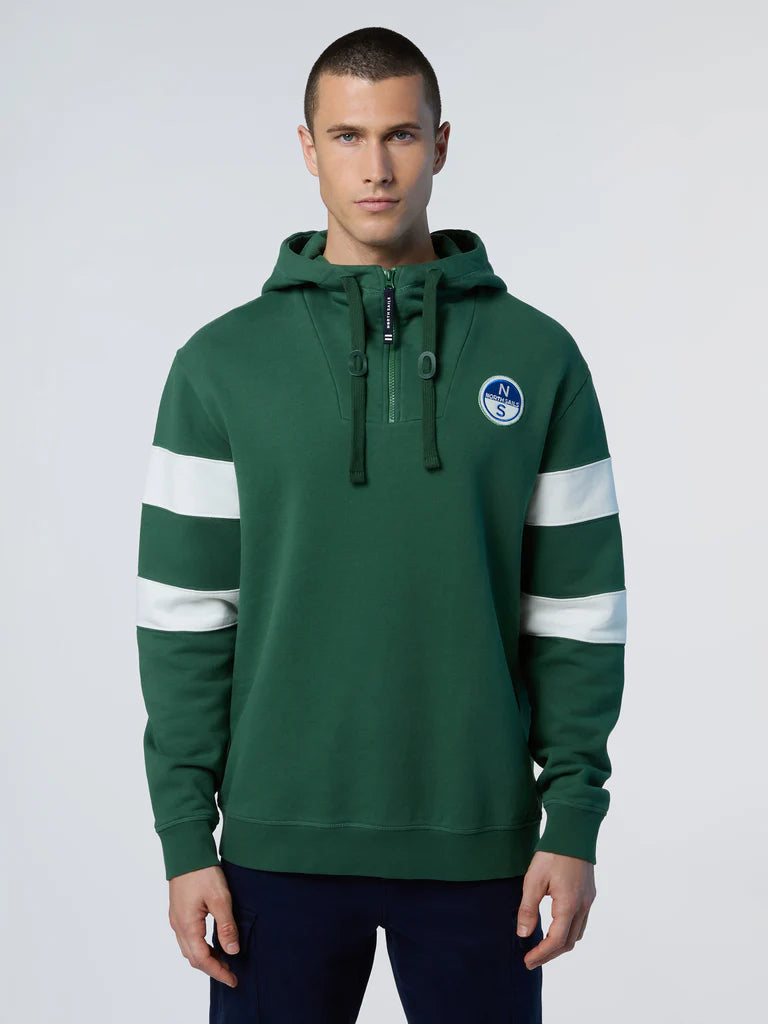 North Sails Felpa manica lunga Hoodie cappuccio full zip 691280 green