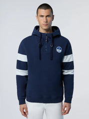 North Sails Felpa manica lunga Hoodie cappuccio full zip 691280 blu navy