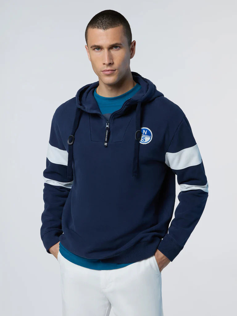 North Sails Felpa manica lunga Hoodie cappuccio full zip 691280 blu navy