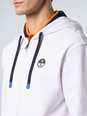 North Sails Felpa manica lunga FULL ZIP Hoodie cappuccio 691085 bianco 0105