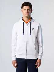 North Sails Felpa manica lunga FULL ZIP Hoodie cappuccio 691085 bianco 0105