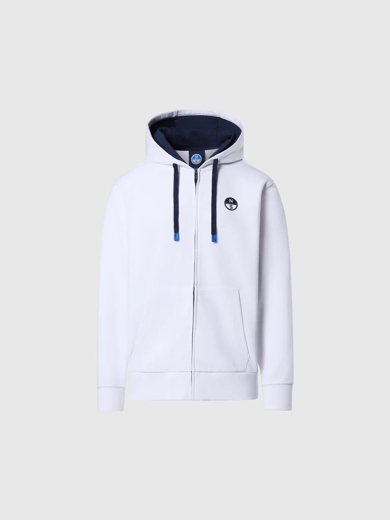 North Sails Felpa manica lunga FULL ZIP Hoodie cappuccio 691085 bianco 0105