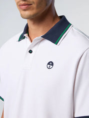 North Sails Polo maglia maglietta con logo e righe 692439 bianco 0101