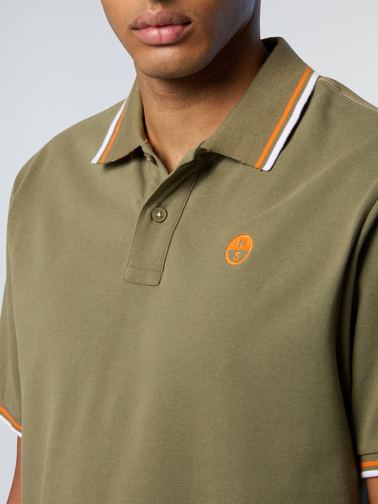 North Sails Polo maglia maglietta con logo e righe 692439 verde 0421