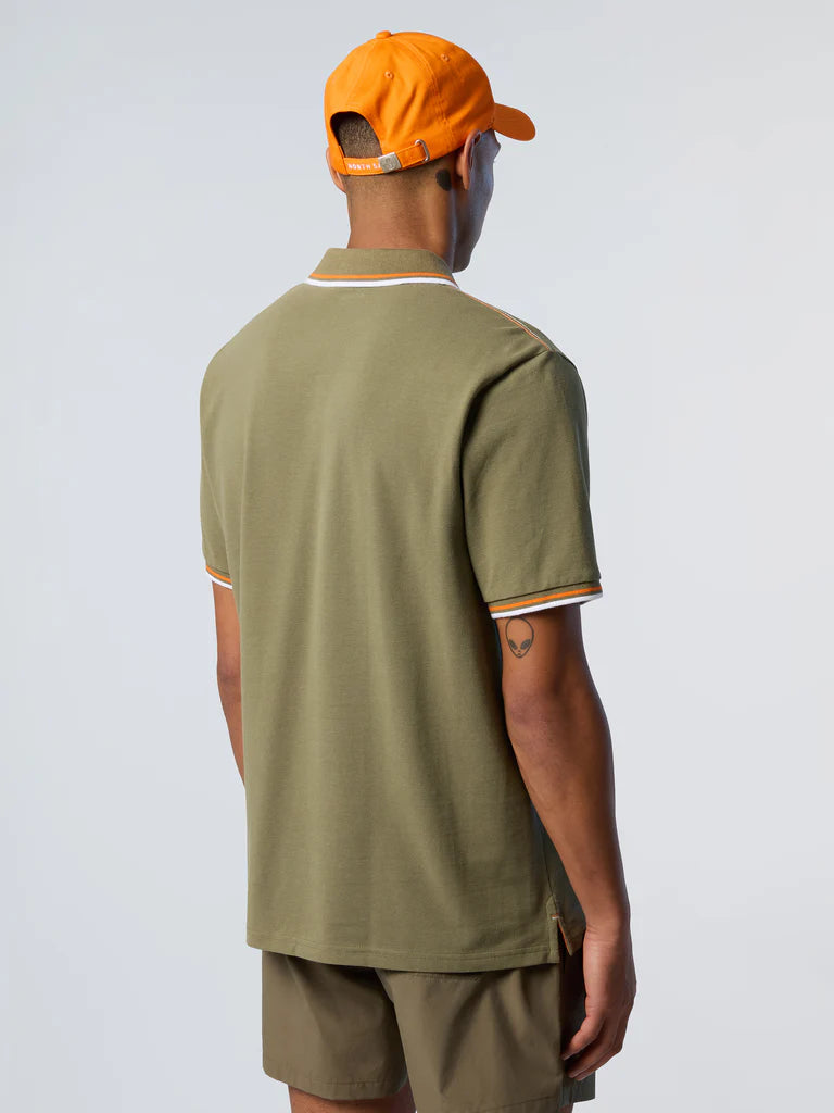 North Sails Polo maglia maglietta con logo e righe 692439 verde 0421