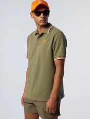 North Sails Polo maglia maglietta con logo e righe 692439 verde 0421