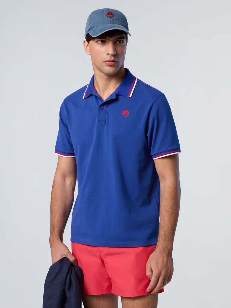 North Sails Polo maglia maglietta con logo e righe 692439 royal blu 0780