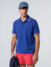 North Sails Polo maglia maglietta con logo e righe 692439 royal blu 0780