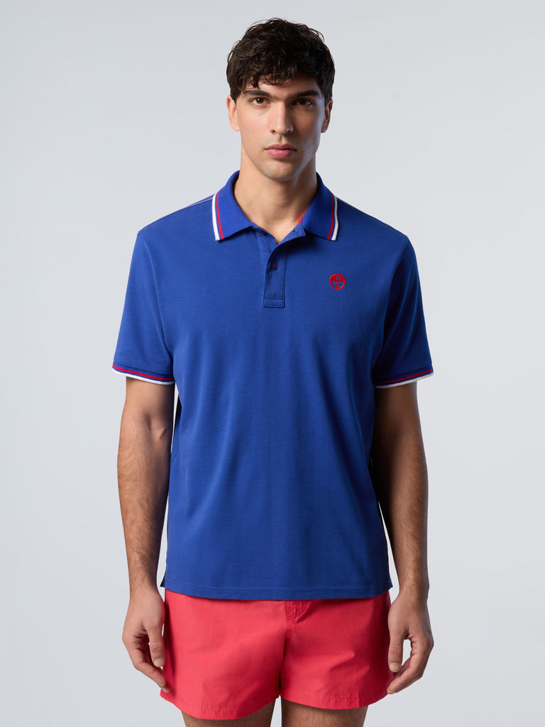 North Sails Polo maglia maglietta con logo e righe 692439 royal blu 0780