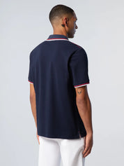 North Sails Polo maglia maglietta con logo e righe 692439 navy blu 0802
