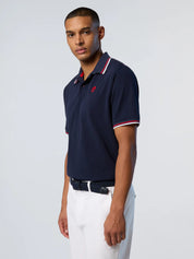 North Sails Polo maglia maglietta con logo e righe 692439 navy blu 0802