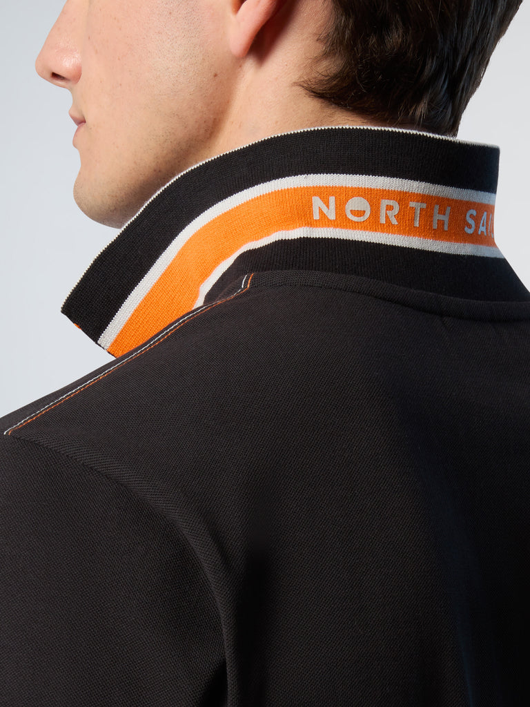 North Sails Polo maglia maglietta con logo e righe 692439 nero 0999