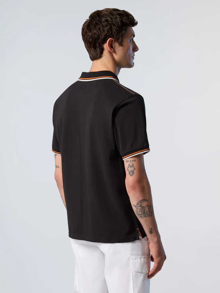 North Sails Polo maglia maglietta con logo e righe 692439 nero 0999