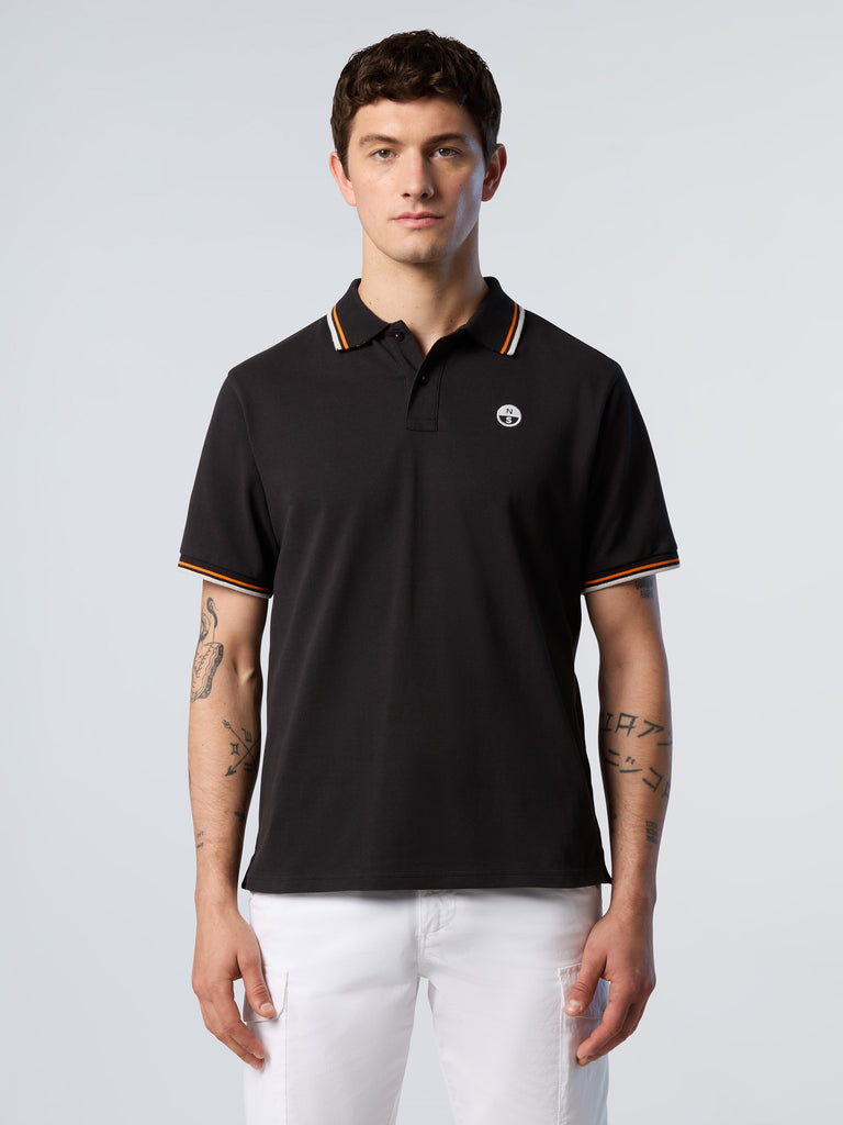 North Sails Polo maglia maglietta con logo e righe 692439 nero 0999