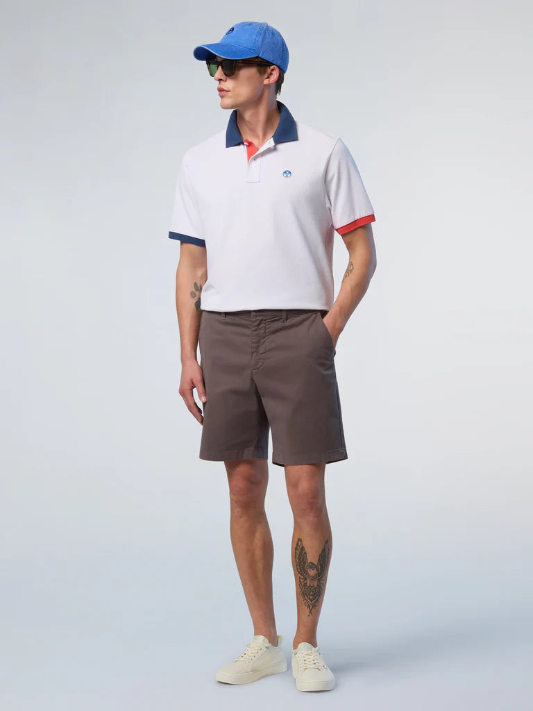 North Sails Polo maglia maglietta con logo e dettagli a contrasto 692440 bianco 0101