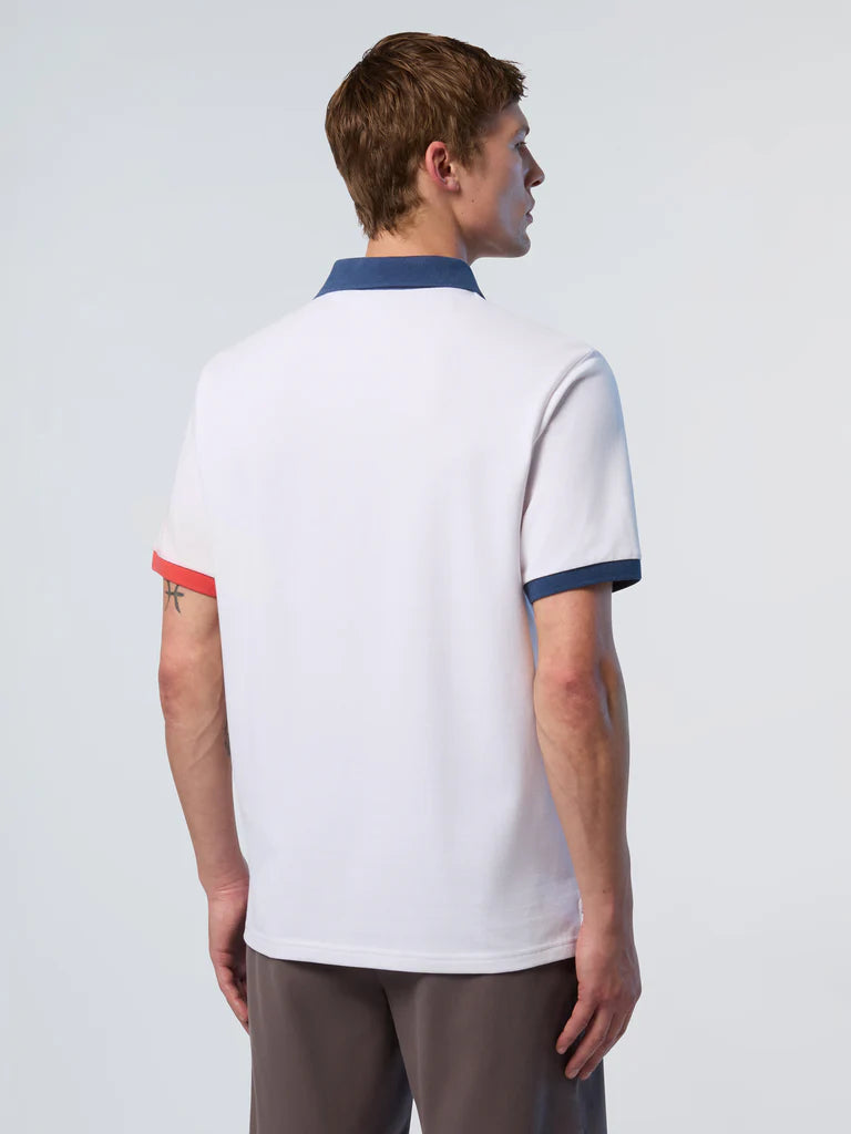 North Sails Polo maglia maglietta con logo e dettagli a contrasto 692440 bianco 0101