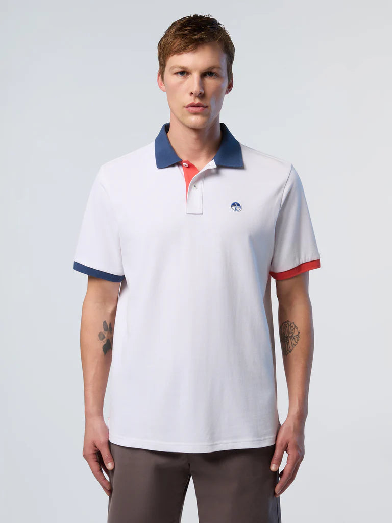 North Sails Polo maglia maglietta con logo e dettagli a contrasto 692440 bianco 0101