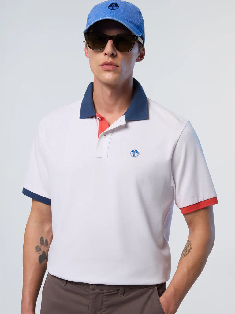 North Sails Polo maglia maglietta con logo e dettagli a contrasto 692440 bianco 0101