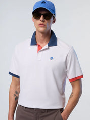 North Sails Polo maglia maglietta con logo e dettagli a contrasto 692440 bianco 0101