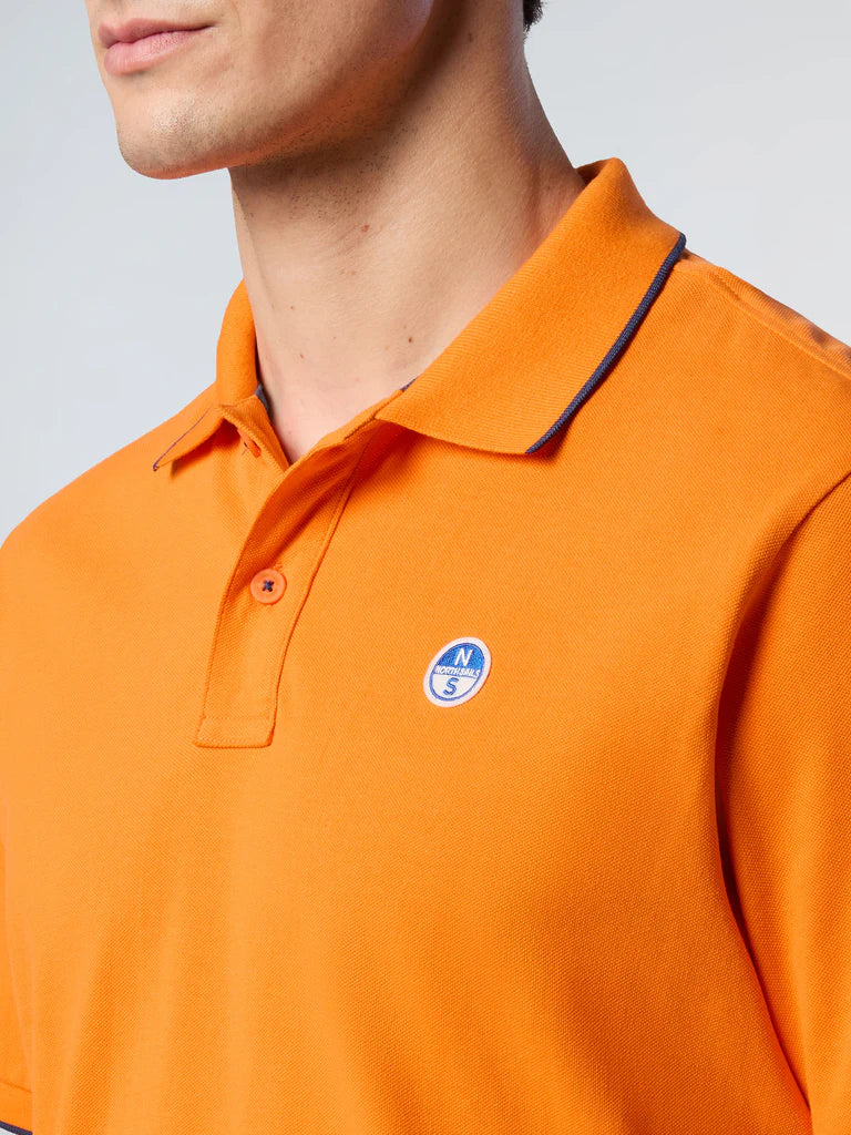 North Sails Polo maglia maglietta 692452 colletto rigato cotone biologico 0734 arancione
