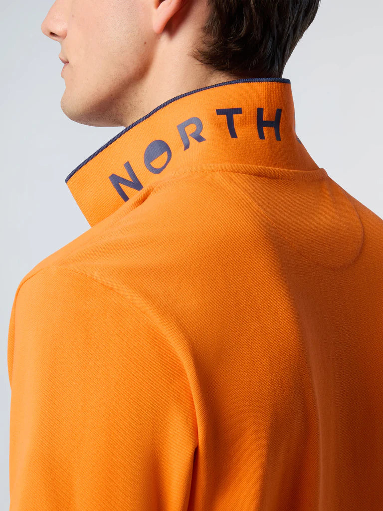 North Sails Polo maglia maglietta 692452 colletto rigato cotone biologico 0734 arancione