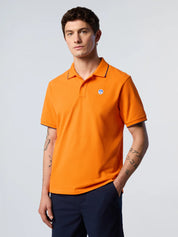 North Sails Polo maglia maglietta 692452 colletto rigato cotone biologico 0734 arancione