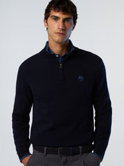 North Sails maglione misto cashmere MEZZA ZIP manica lunga finezza 12 navy blu 699148