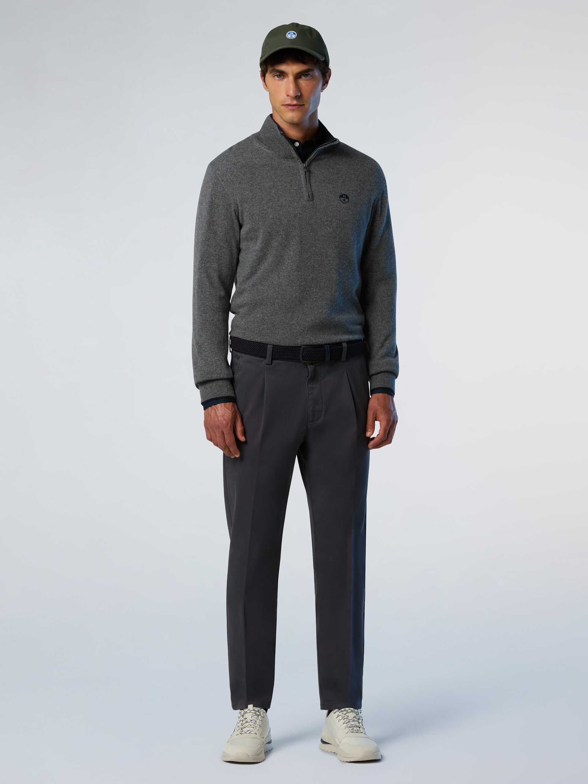 North Sails maglione misto cashmere MEZZA ZIP manica lunga finezza 12 grigio melange 699148