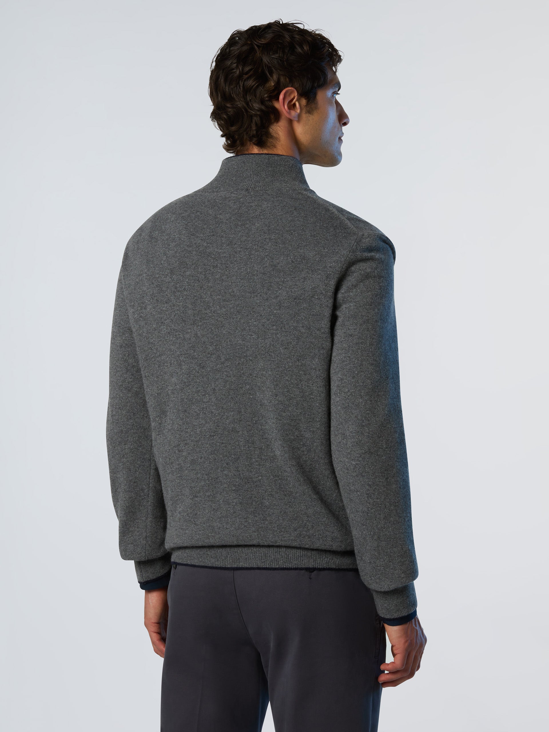 North Sails maglione misto cashmere MEZZA ZIP manica lunga finezza 12 grigio melange 699148